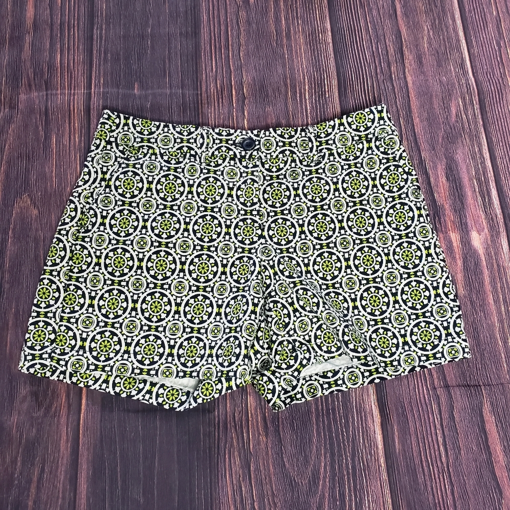 Crown & Ivy Women's Shorts Size 6 Blue Green Geometric